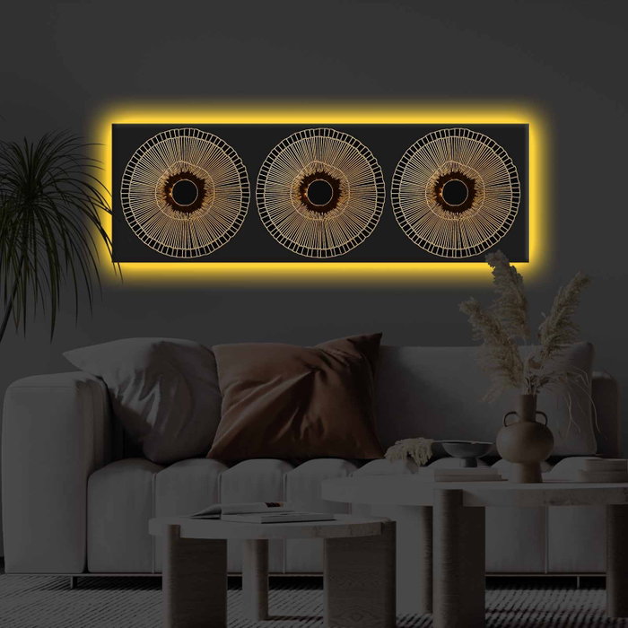Wallity Cuadro Decorativo de Lienzo Iluminado con LED Multicolor 30x90 cm